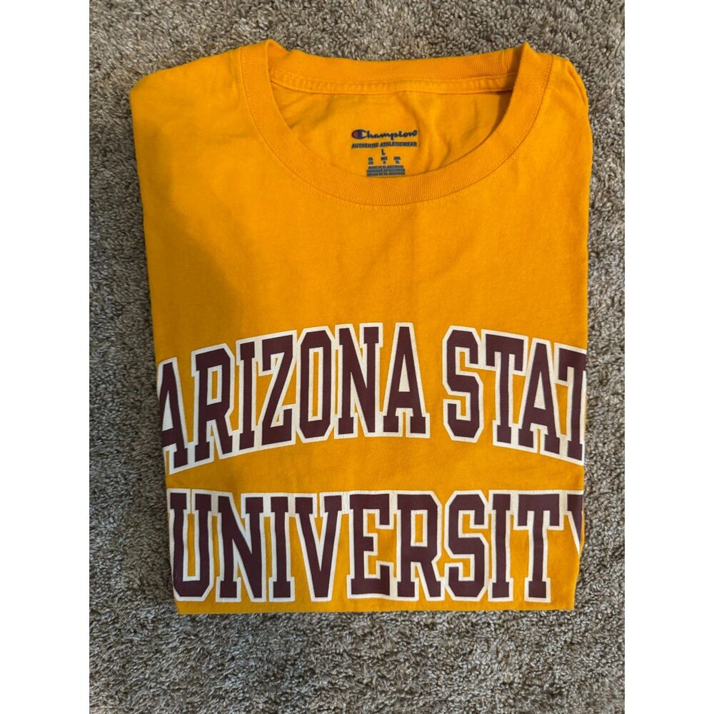 Champion Arizona State University ASU Sun Devils T-Shirt Men’s Large Gold Maroon